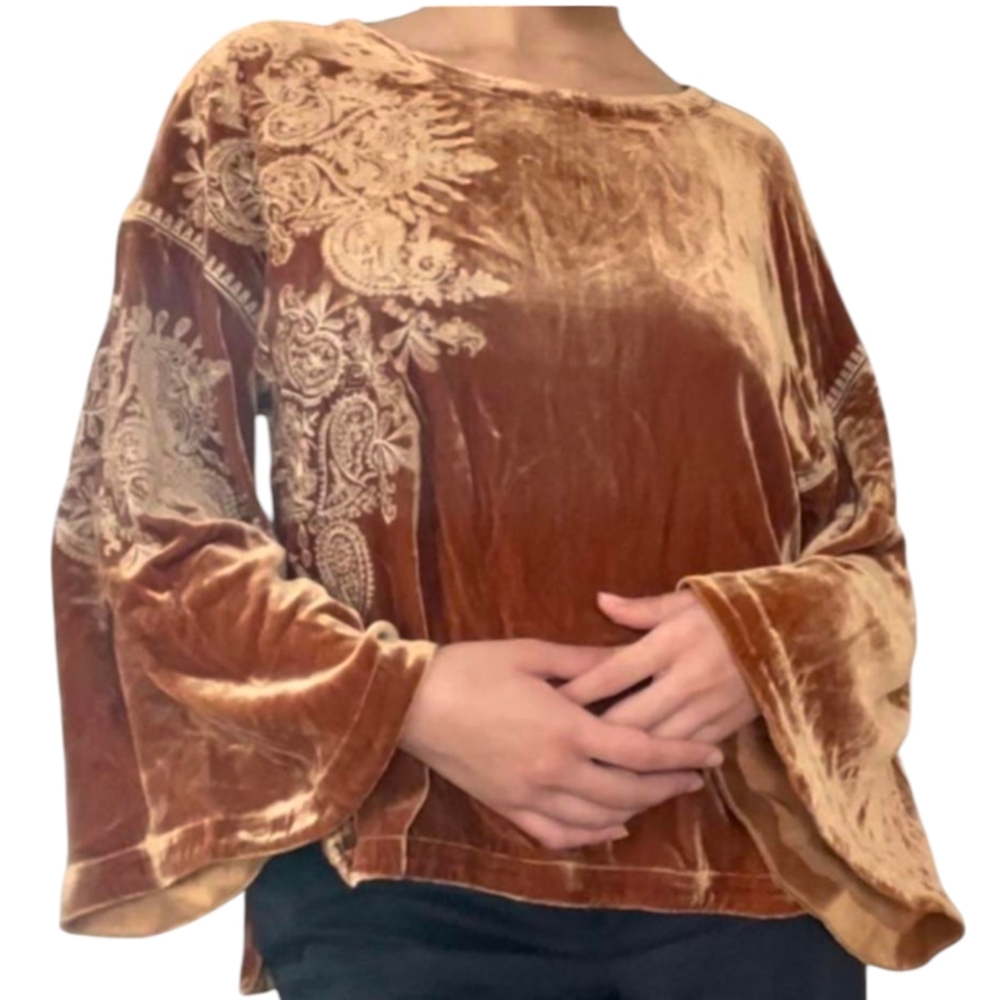 Sundance Burnt Orange Velvet Embroidered Tunic - Picture 14 of 16